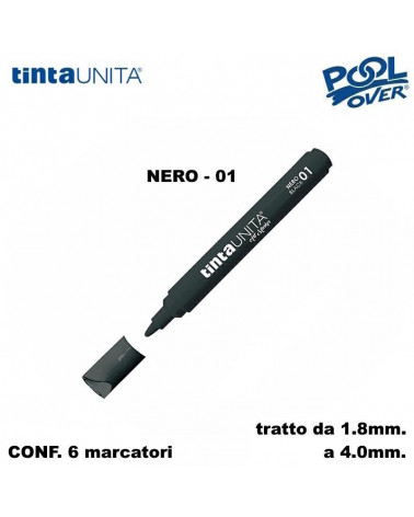 TINTA UNITA MARCATORE ART MARKER P.MEDIA NERO 01 [6PZ]