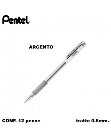 PENTEL SFERA HYBRID GEL 0,8 12PZ.K118 ARGENTO