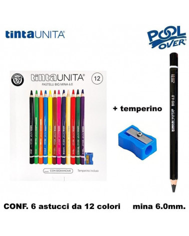 TINTA UNITA PASTELLO BIG 12COL. MINA 6MM. 41461 [6PZ]