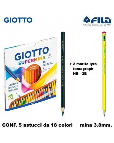 GIOTTO PASTELLO SUPERMINA 18COL.+2 TEMAGRAPH [5PZ]