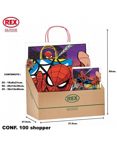 SADOCH ESP 100 BUSTE REGALO CON MANICO ALLEGRA MARVEL