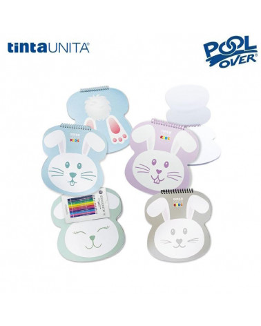 TINTA UNITA BUNNY ALBUM COLORE SAGOMATO+ 12 PASTELLI TRIANGOLARI