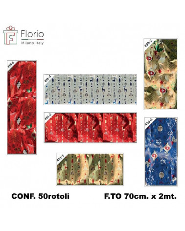 FLORIO ROTOLO CARTA REGALO METAL 70x2mt. NATALE 50PZ.
