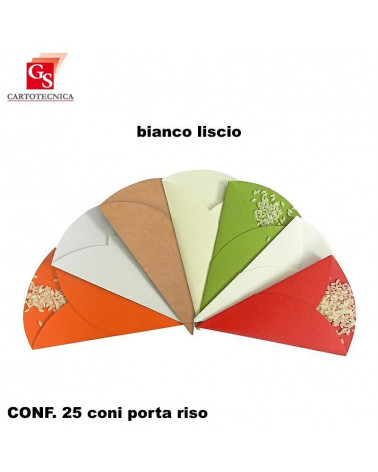 GS CONI PORTA RISO/CONFETTI BIANCO LISCIO [25PZ]