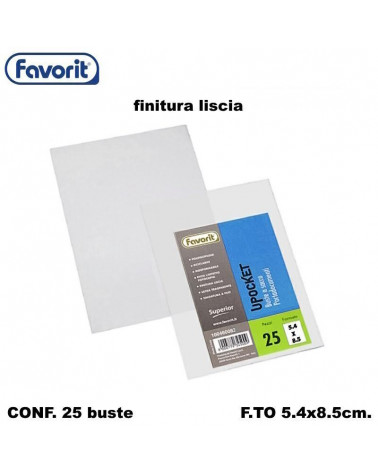 FAVORIT BUSTE TRASPARENTI 5,4X8,5 25PZ