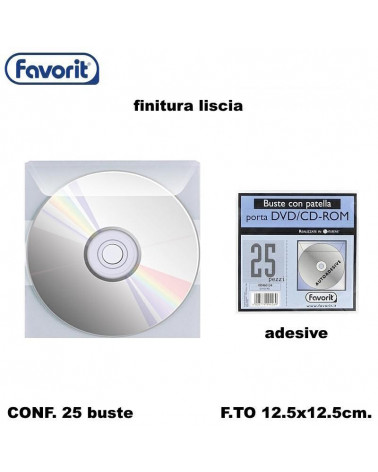 FAVORIT BUSTE PORTA CD ADESIVE 25PZ. CON PATELLA