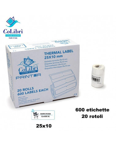 COLIBRI ETICHETTE PERMANENTI 25X10 [600PZ]