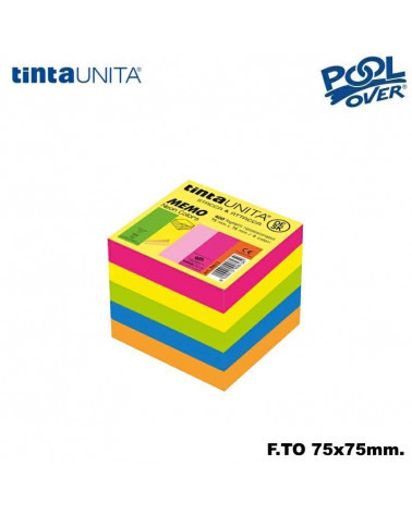 TINTA UNITA MEMO DESK FOGLI RIPOSIZIONABILI CUBO 75x75 400fg.FLUO
