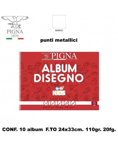PIGNA ALBUM 24X33 20FG. DISEGNO-BIANCO [10PZ]