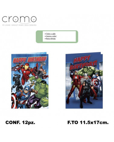 CROMO BIGLIETTI COMPLEANNO AVENGERS DY.9726 [12PZ]