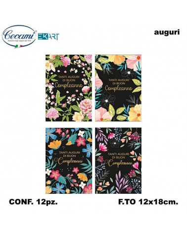 CECAMI BIGLIETTI TANTI AUGURI BLACK FEMMINILE 00217 [12PZ]