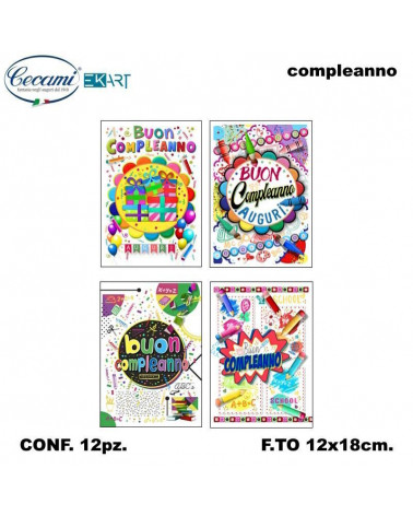 CECAMI BIGLIETTI BUON COMPLEANNO SCUOLA 00181 [12PZ]