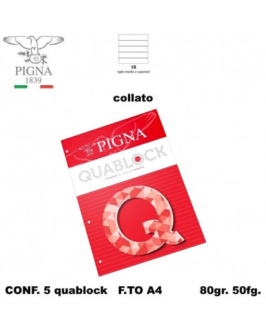 QUABLOCK A4 BIANCO  1R [5PZ]