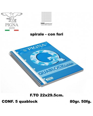 QUABLOCK A4 SPIRALE 5MM-RINFORZATO [5PZ]