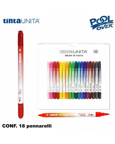 TINTA UNITA PENNARELLO BRUSH BIPUNTA 18COL. 60029