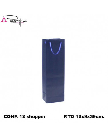 PNP BUSTE REGALO C/MANICO BOTTIGLIA 12L 39H 9D BLU-SHOPPER [12PZ]