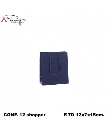 PNP BUSTE REGALO C/MANICO 12L 15H 7D  BLU-SHOPPER [12PZ]