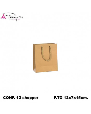 PNP BUSTE REGALO C/MANICO 12L 15H 7D  ORO-SHOPPER [12PZ]