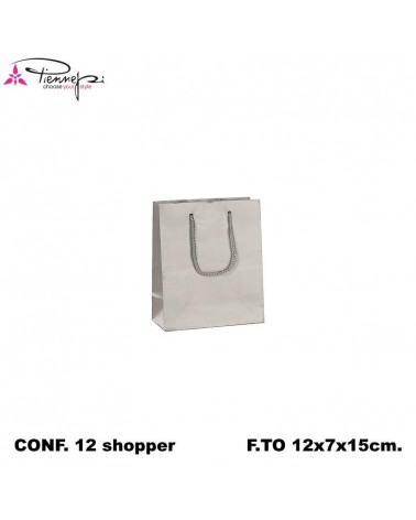 PNP BUSTE REGALO C/MANICO 12L 15H 7D  ARGENTO-SHOPPER [12PZ]
