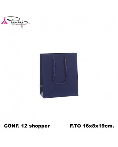 PNP BUSTE REGALO C/MANICO 16L 19H 8D  BLU-SHOPPER [12PZ]