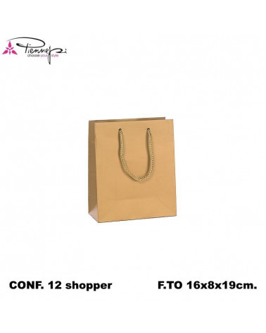 PNP BUSTE REGALO C/MANICO 16L 19H 8D  ORO-SHOPPER [12PZ]