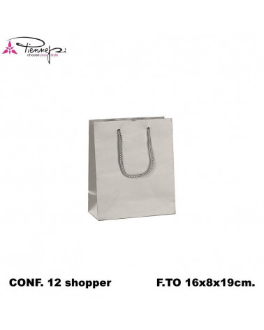PNP BUSTE REGALO C/MANICO 16L 19H 8D  ARGENTO-SHOPPER [12PZ]