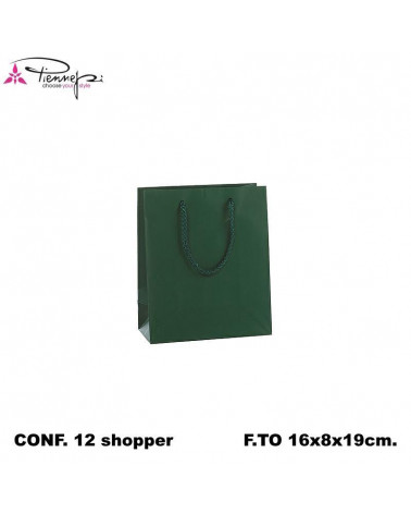 PNP BUSTE REGALO C/MANICO 16L 19H 8D  VERDE-SHOPPER [12PZ]