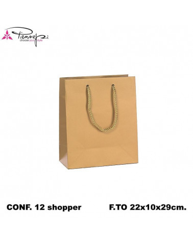 PNP BUSTE REGALO C/MANICO 22L 29H 10D  ORO-SHOPPER [12PZ]