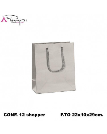 PNP BUSTE REGALO C/MANICO 22L 29H 10D  ARGENTO-SHOPPER [12PZ]