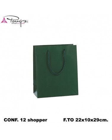 PNP BUSTE REGALO C/MANICO 22L 29H 10D  VERDE-SHOPPER [12PZ]