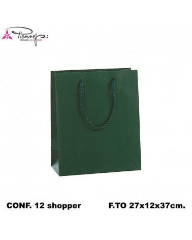 PNP BUSTE REGALO C/MANICO 27L 37H 12D  VERDE-SHOPPER [12PZ]