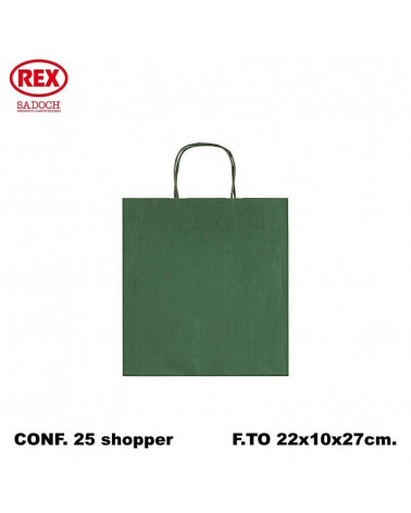 SADOCH BUSTE REGALO C/MANICO 22L 27H 10D  VERDE-SHOPPER [25PZ]