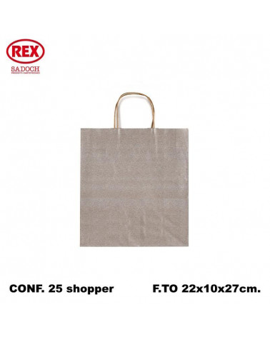 SADOCH BUSTE REGALO C/MANICO 22L 27H 10D  ARGENTO-SHOPPER [25PZ]