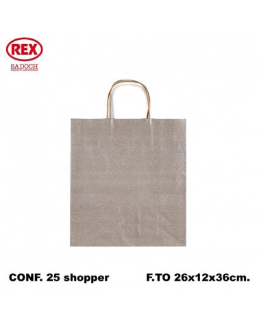 SADOCH BUSTE REGALO C/MANICO 26L 36H 12D  ARGENTO-SHOPPER [25PZ]
