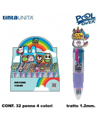 TINTA UNITA ZOO ESP 32 PENNA MINI 4 COLORI