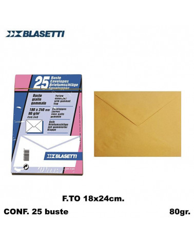 BLASETTI BUSTE 18X24 GIALLE 25PZ. 540-LETTERA POSTALI