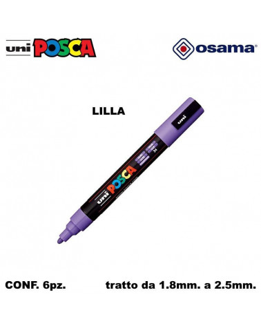 OSAMA MARCATORE UNI POSCA PC5 6PZ. LILLA-P.MEDIA