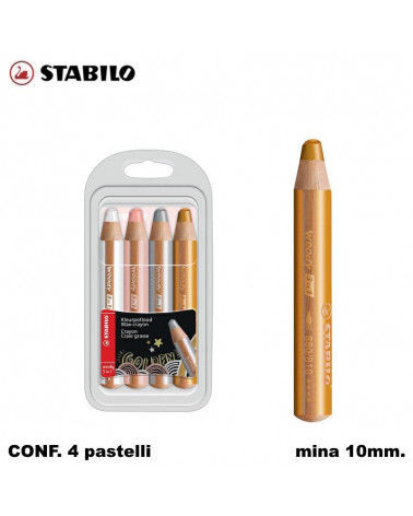 STABILO WOODY 3 in 1 METALLIC 4PZ