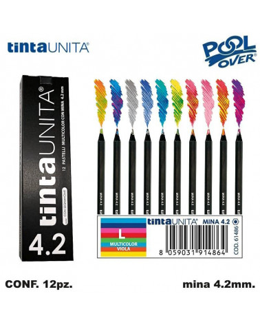 TINTA UNITA PASTELLO MINA 4.2MM. MULTICOLOR VIOLA L [12PZ] 61486