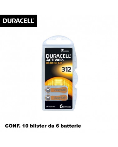 DURACELL 1.45 VOLTS ACUSTICHE 312 BATTERIE x6PZ. [10BL]
