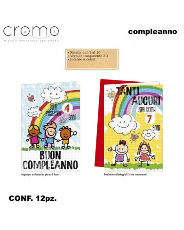 CROMO BIGLIETTI COMPLEANNO BAMBINI BC.9049 [12PZ]
