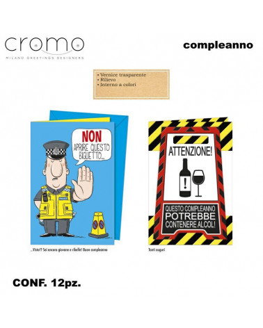 CROMO BIGLIETTI COMPLEANNO UMORISTICO BC.9094 [12PZ]
