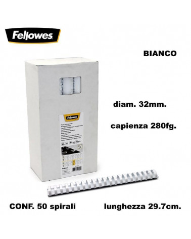 FELLOWES SPIRALI DIAM.32 50PZ.280FG. BIANCO-RILEGARE