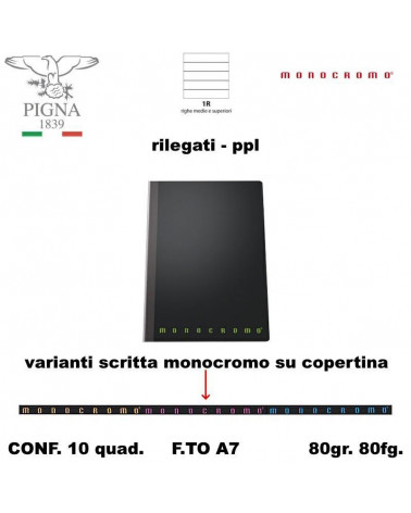 MONOCROMO QUADERNO A7 FILO SINGER PPL RILEGATI 1R [10PZ]