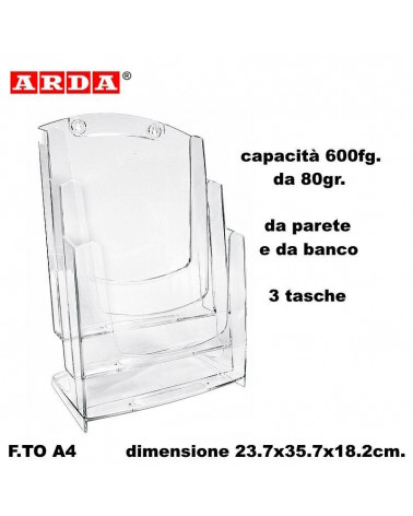 ARDA PORTADEPLIANT F.TO A4 3 TASCHE