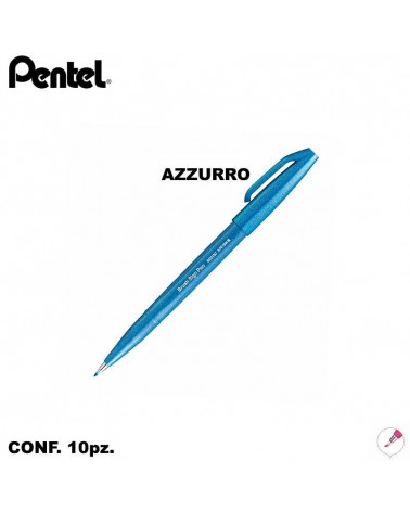 PENTEL PENNARELLO BRUSH SIGN PEN AZZURRO [10PZ]