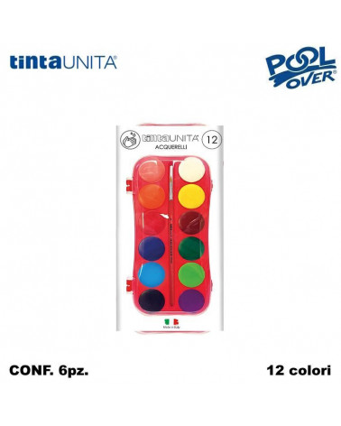 TINTA UNITA ACQUERELLO 030+PENNELLO 12COL. [6PZ]