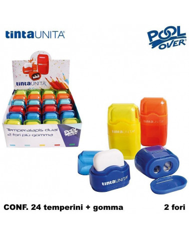 TINTA UNITA TEMPERINO CONTENITORE 2 FORI CON GOMMA 41768 [24PZ]