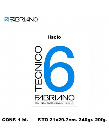FABRIANO BLOCCO F6 21x29.7 20 FG.LISCIO DISEGNO TECNICO