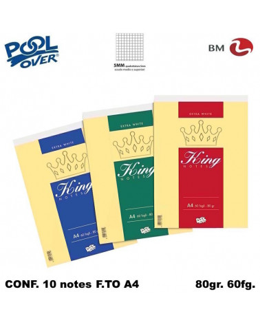 KING NOTES A4 60FG. BLOCCO 5MM 21X29.7 24600 [10PZ]